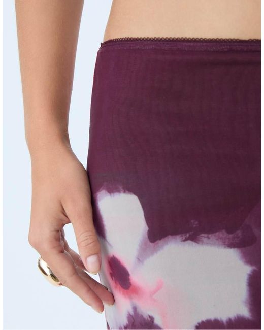 Stradivarius Midirok Van Tule Met Print in het Red