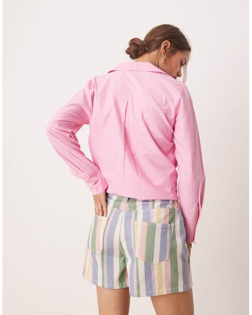 Pantaloncini Di Jeans A Righe di Miss Selfridge in Pink