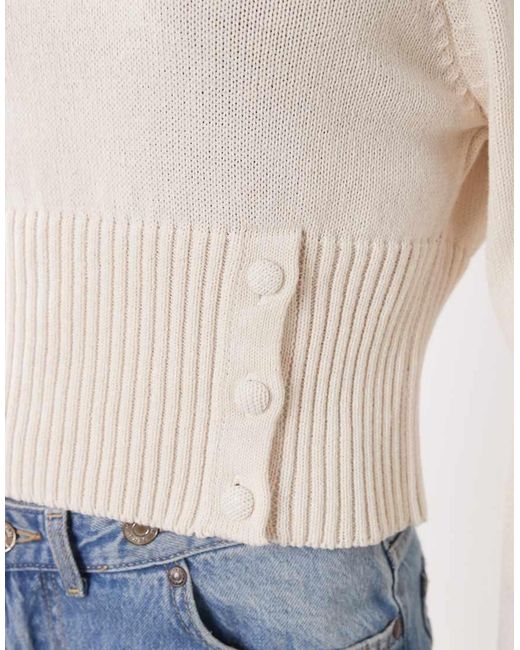 ASOS Blue Knitted Cinched Button Through Jumper
