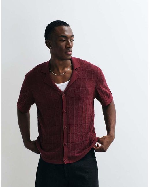 ASOS Relaxed Textured Knitted Revere Button Through for men
