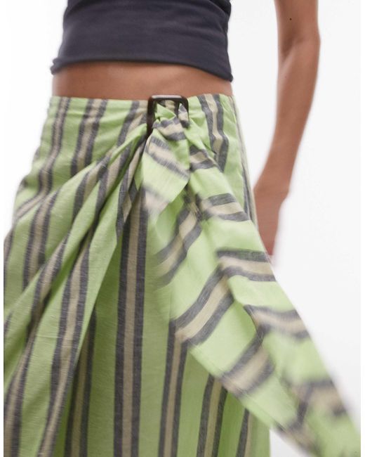 TOPSHOP Green Stripe Sarong With Buckle
