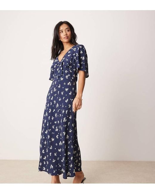 Nobody's Child Petite Blue Faith Midi Tea Dress With Bow