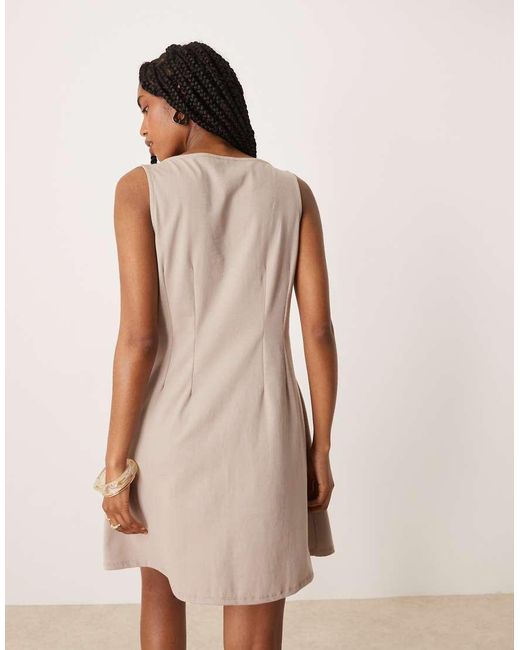 ASOS Natural Sleeveless Seam Detail Mini Dress