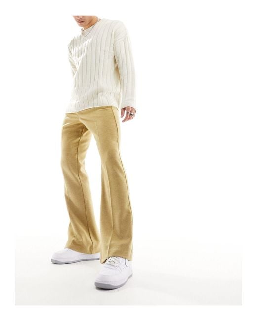 ASOS White Smart High Waist Flared Wool Mix Pants for men