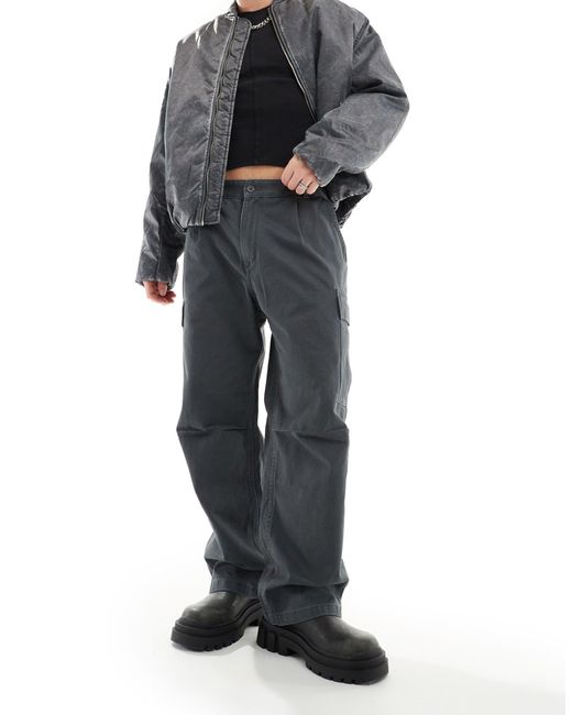 Pull&Bear Black Skater Cargo Trouser for men