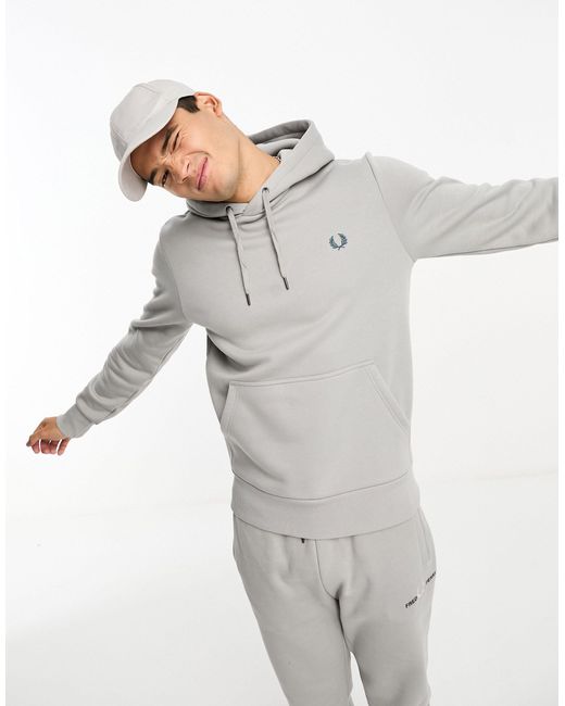Fred Perry Gray 3d Graphic Back Print Hoodie for men