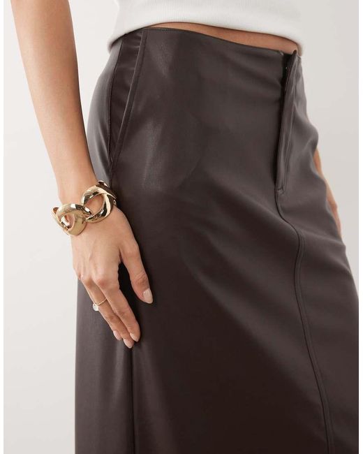 Threadbare Natural Faux Leather Maxi Skirt