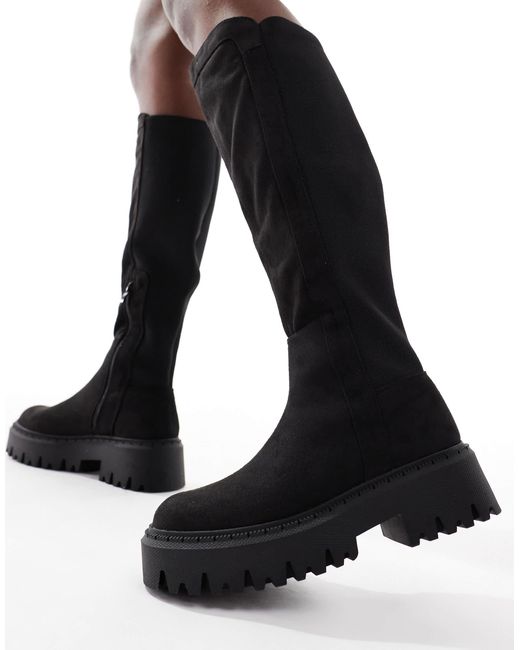 SEQWL Black Stella Chunky Knee Boots