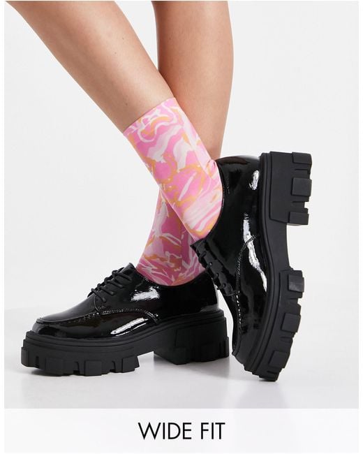 ASOS Wide Fit Mall Chunky Lace Up Flat 