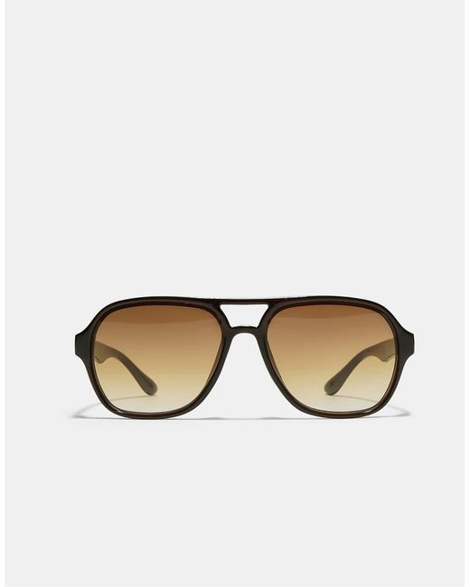Stradivarius Brown Double Bridge Resin Sunglasses