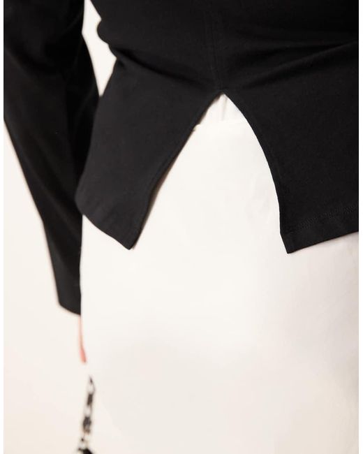 ASOS Black Asos Design Curve Long Sleeve Corset Waist Tee
