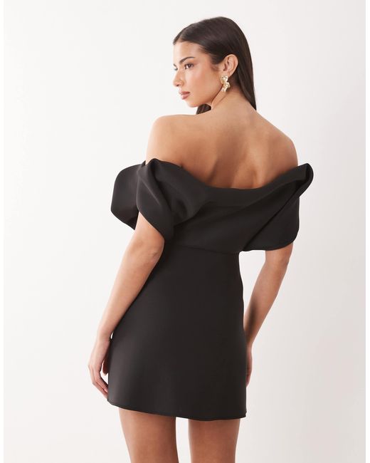 ASOS Black Structured Bardot Mini Dress