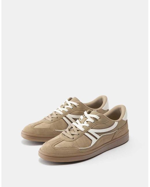 Pull&Bear White Retro Lace-Up Trainers