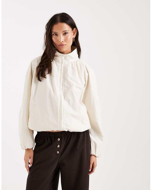 ASOS White Oversized Bubble Hem Track Jacket