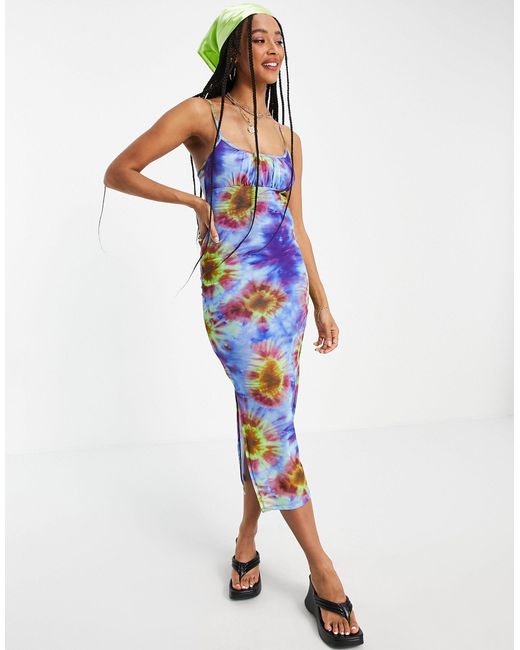 topshop tie dye mesh midi dress