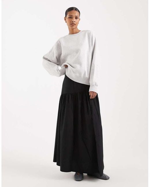 Vero Moda White Drop Waist Poplin Boho Maxi Skirt