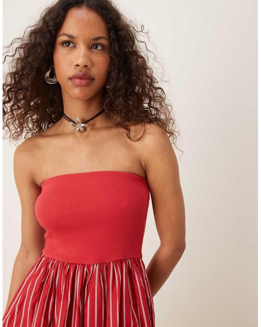 Nobody's Child Pink Felicity Contrast Bandeau Midi Dress