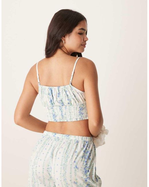 Aray Blue Floral Print Beach Crop Top Co-Ord