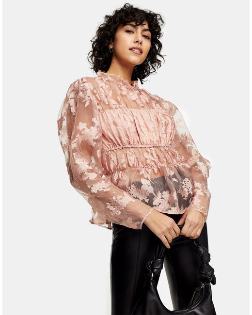 TOPSHOP Synthetic Organza Floral Print 