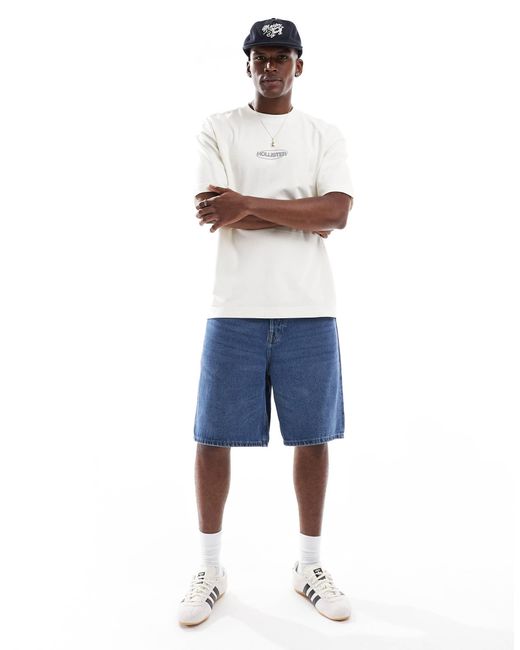 Hollister White Small Boxy Bubble Logo Cooling T-Shirt for men