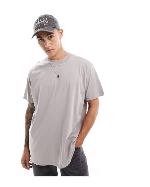 T-shirt accollata oversize polvere di Brave Soul in Gray da Uomo