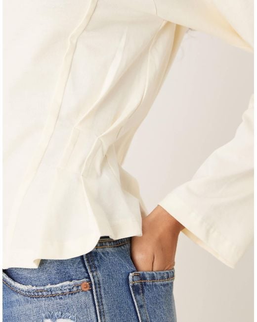 ASOS Multicolor Long Sleeve Seam Detail Corset Tee