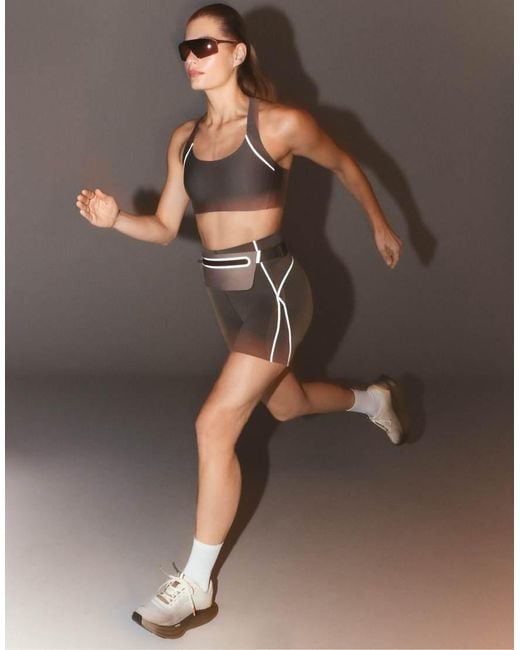 Oysho Gray Perfect-Adapt Reflective Medium-Support Sports Bra