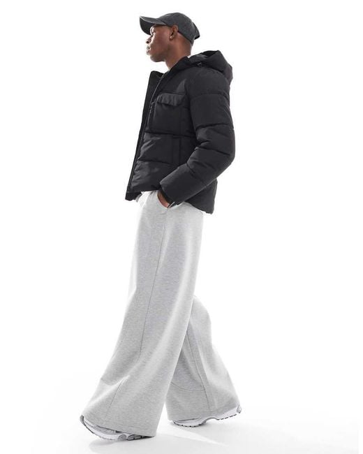 Only & Sons Black Padded Puffer With Hood & Utility Pockets for men