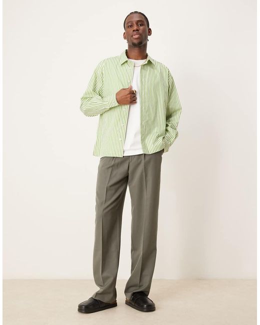 ASOS Oversized Recht Gestreept Overhemd in het Green voor heren