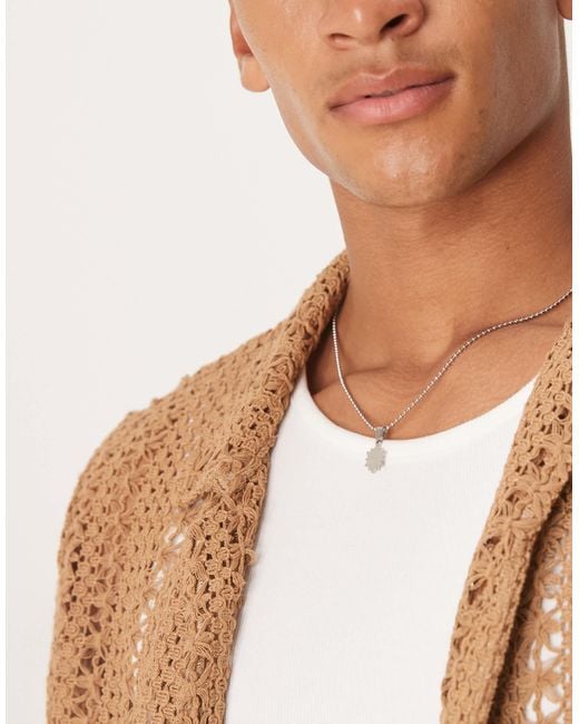 ASOS White Waterproof Stainless Sun Pendant Necklace With Ball Chain for men