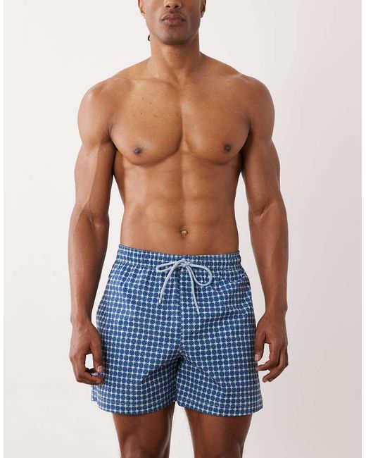 Jack & Jones Blue Tile Print Swim Shorts for men