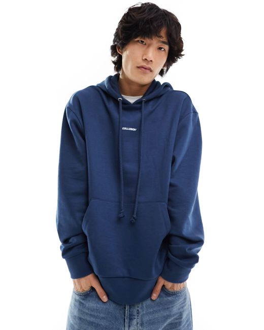 Collusion Blue Central Logo Hoodie for men