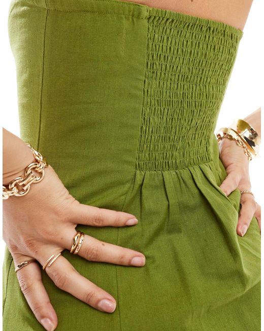 Vestido veraniego corto con escote palabra ASOS de color Green