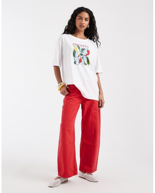 ONLY Red Chilli Graphic Print Oversized T-shirt