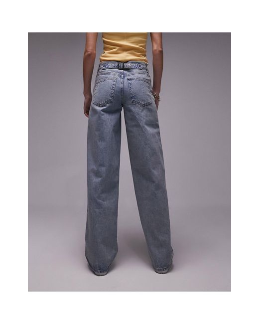 TOPSHOP Gray Low Rise Cinch Back Jean