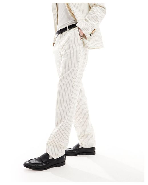 Twisted Tailor White Pinstripesuit Trouser for men