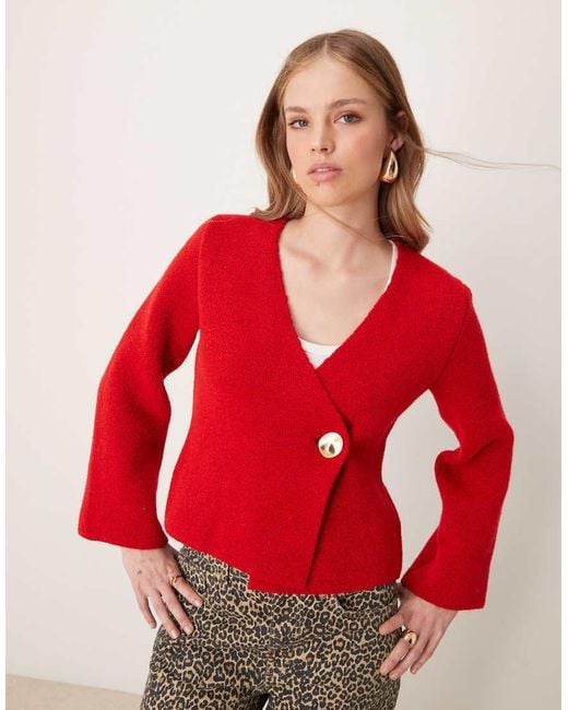 River Island Red Asymmetric Cardigan