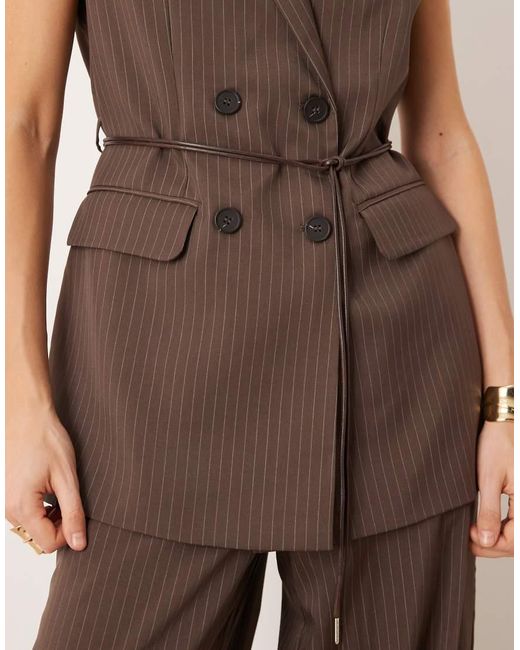 Y.A.S Brown Tailored Belted Waistcoat Co-ord