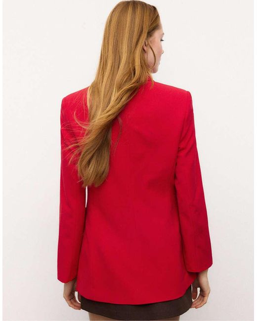 Stradivarius Red Fitted Blazer