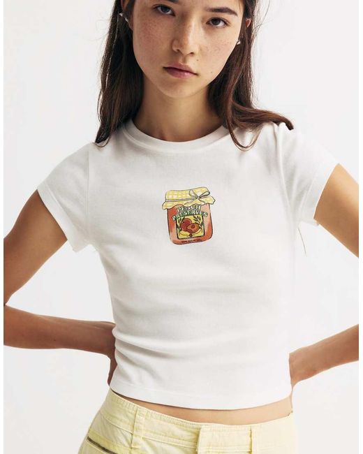 T-Shirt Color Ghiaccio Con Marmellata di Pull&Bear in Natural