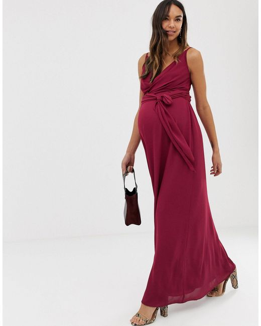 cami wrap maxi dress with tie waist