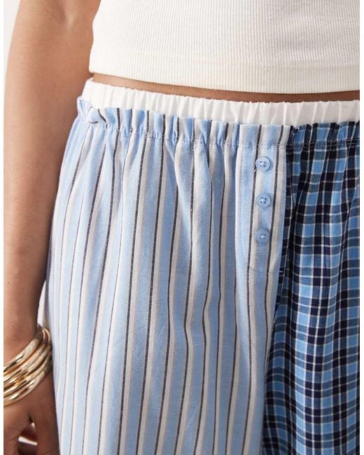 ASOS Blue Asos Design Tall Woven Spliced Pajama Pants With Double Waistband