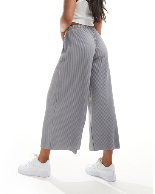 ASOS Gray Plisse Wide Trouser Culottes