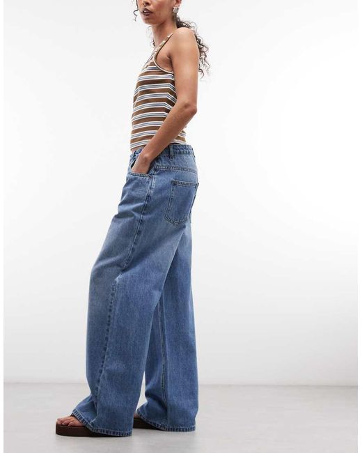 Daisy Street Blue Low Rise Sloughy Wide Leg Jeans