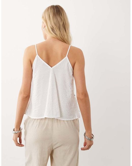 Mango White Teen Embelished Stitch Detail V-Neck Cami