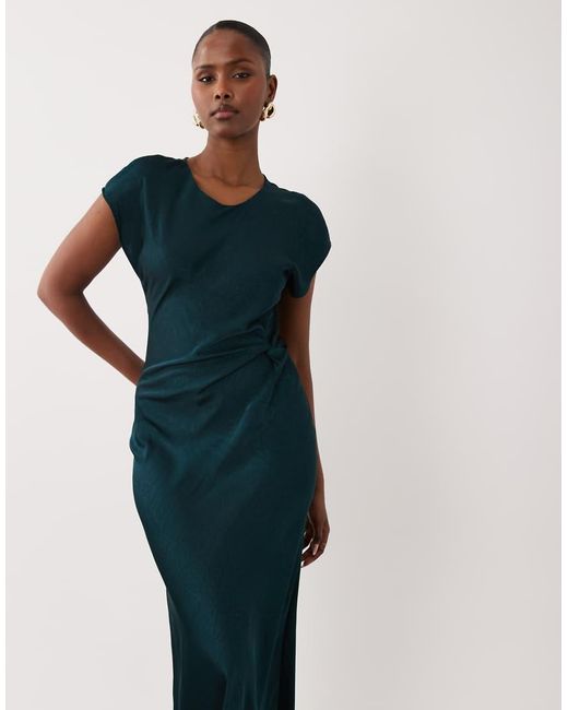 Vila Blue Cinched Waist Detail Satin Maxi Dress