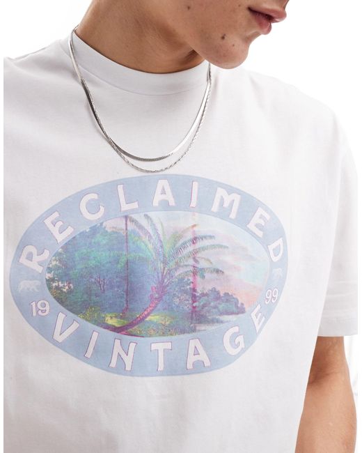 Reclaimed (vintage) White Oversized T-shirt With Vacation Print for men