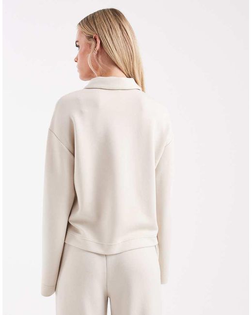 Sudadera Color Crema Con Cuello Tipo Polo De Tejido Muy Suave De (Parte De Un Conjunto)-Blanco Vero Moda de color Natural