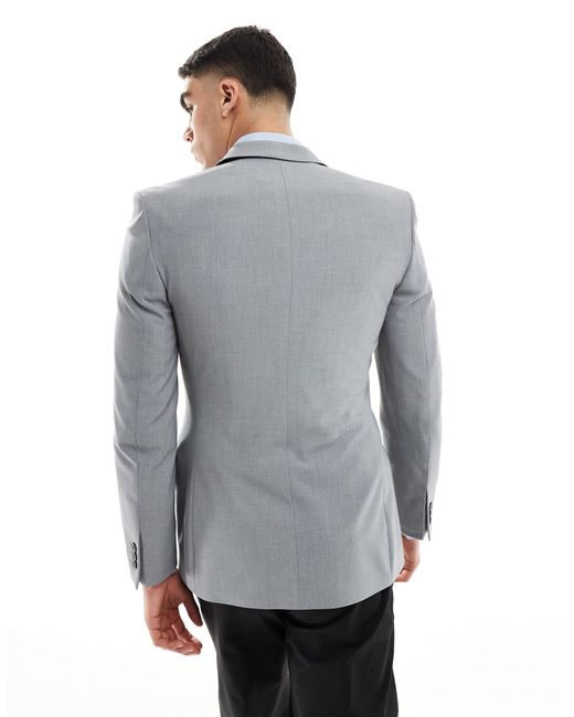 ASOS Gray Skinny Double Breasted Suit Jacket for men