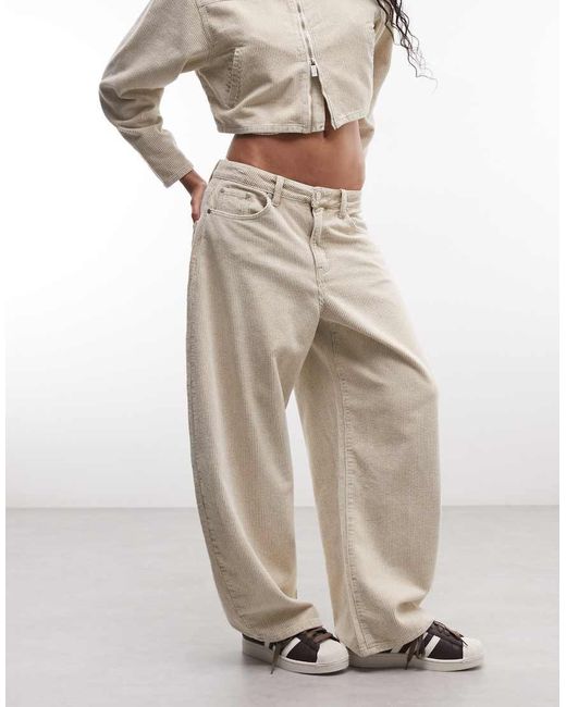 Liquor N Poker White Baggy Horseshoe Cord Jeans Co-Ord